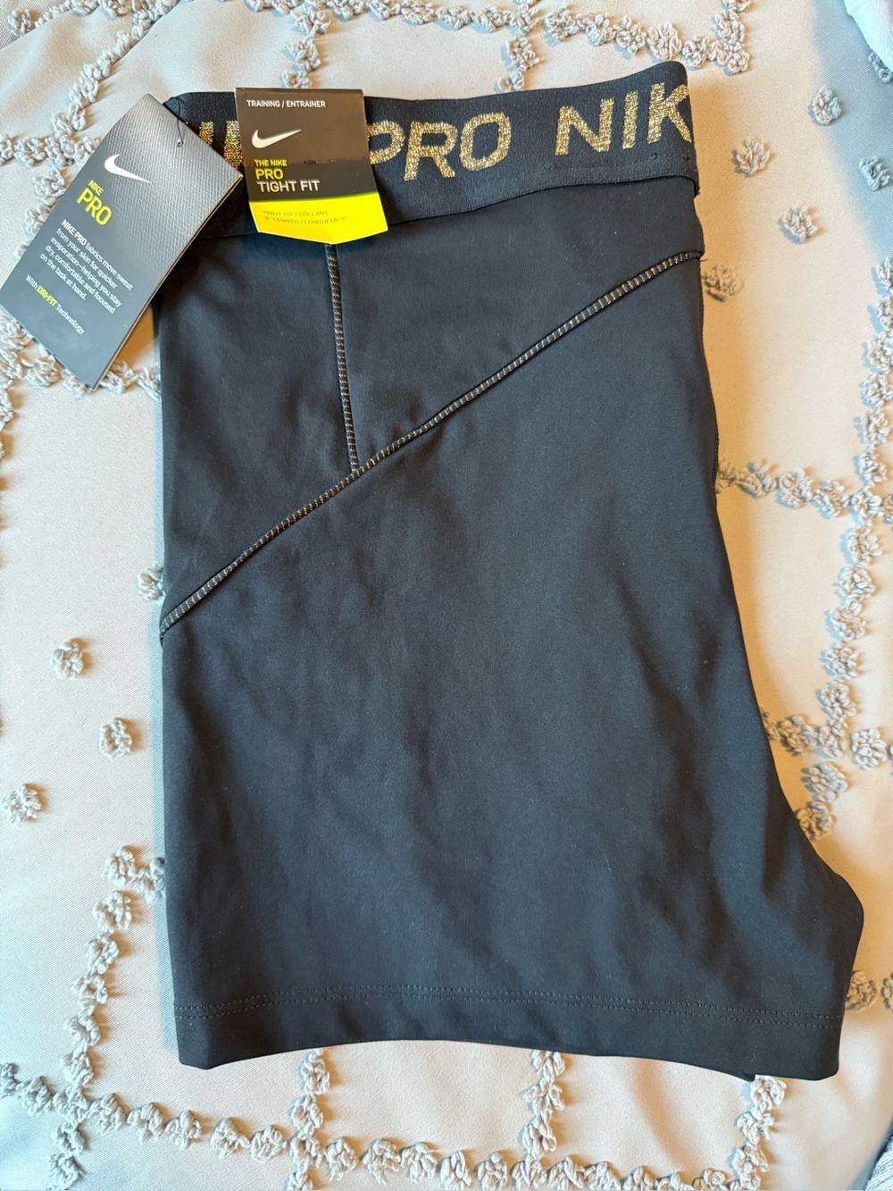NWT Nike Pro tight fit black with gold trim women’s XXL